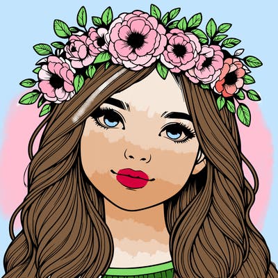 realistic girl with flower crown