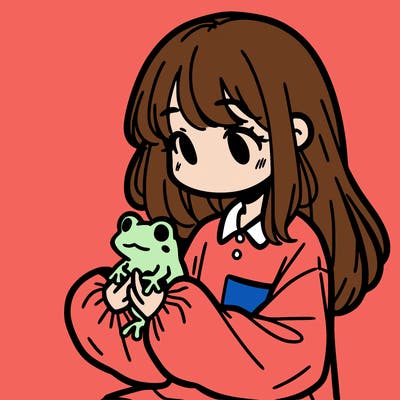 girl with long hair and a oversized shirt. and she is holding a frog