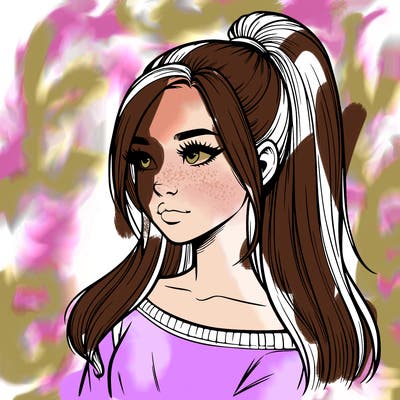 realistic girl with a high ponytail