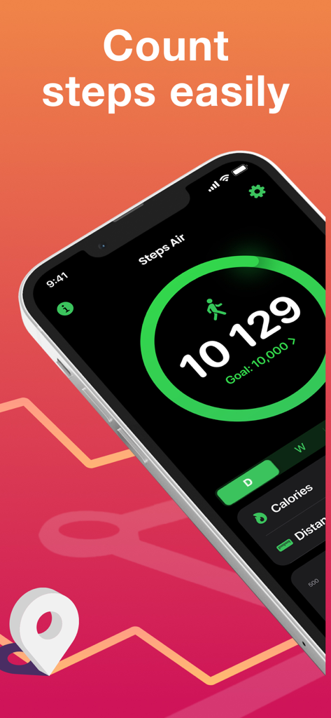 Steps Air: Step & Walk Tracker - Steps Air app screen showing ten thousand steps and progress toward a goal