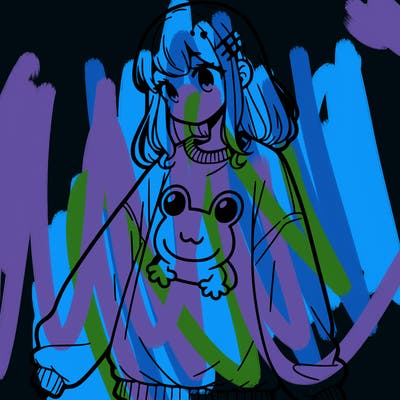 girl wearing frogging sweatshirt