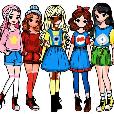 a group of five girls