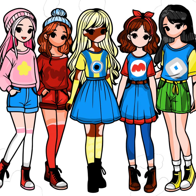 a group of five girls