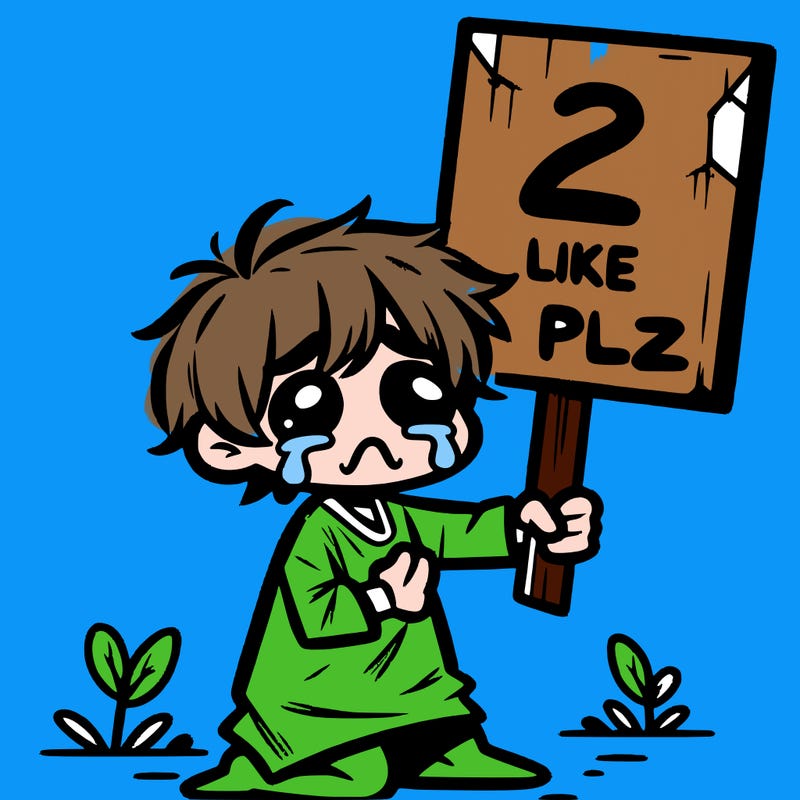 small poor toddler crying with sign that says 2 like plz