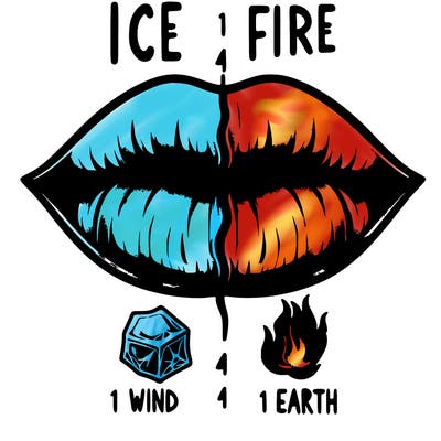 realistic lip split in fourth . 1 fourth ice 1 fire 1wind 1 earth