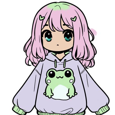 girl wearing frogging sweatshirt
