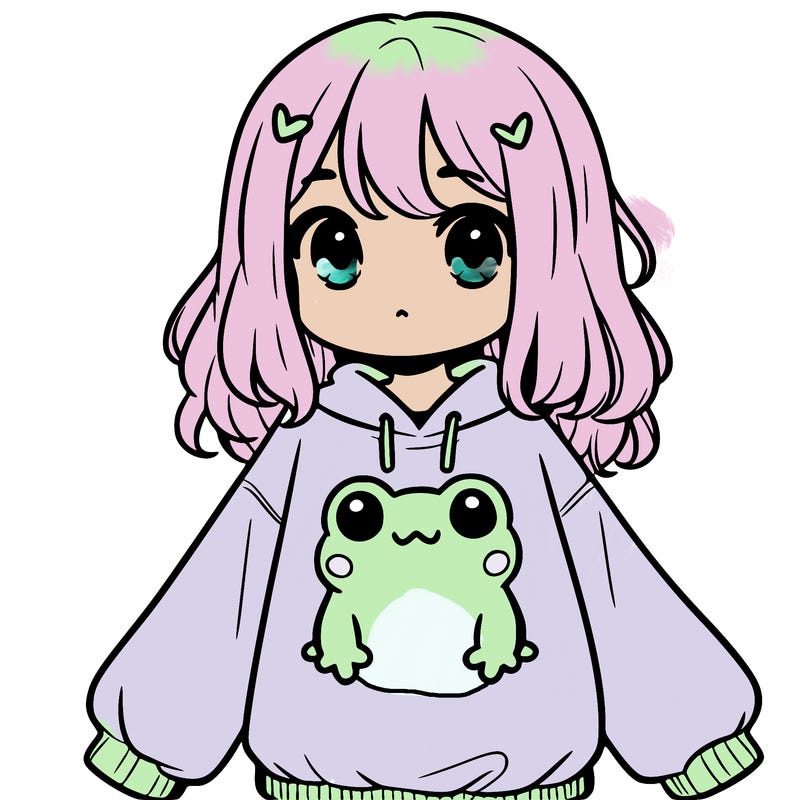 girl wearing frogging sweatshirt