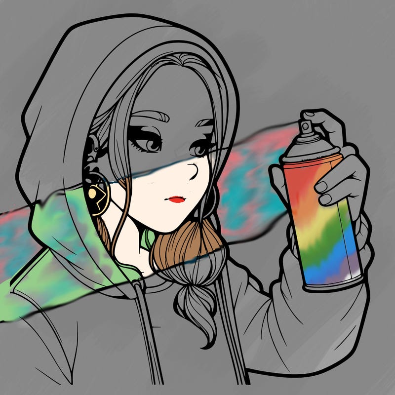 a realistic girl, spray painting