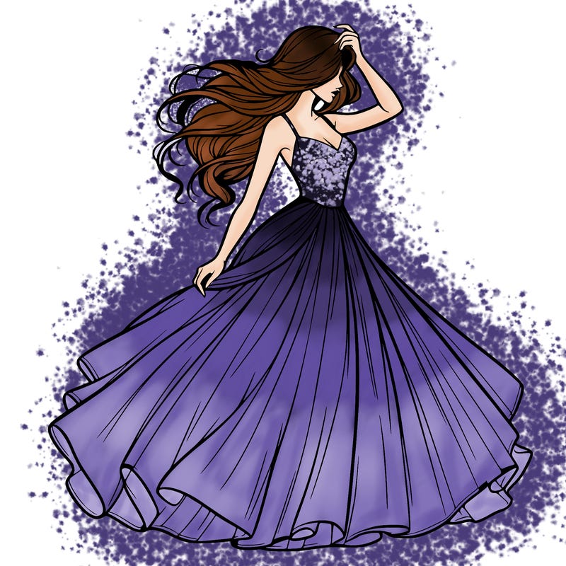 realistic woman with dress flowing in the wind