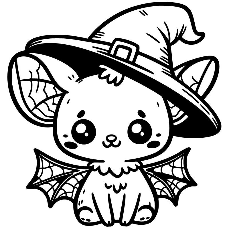 cute bat with witchhat