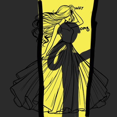 realistic woman with dress flowing in the wind