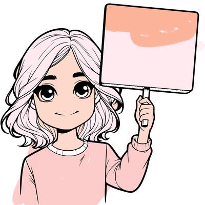 realistic girl holding up a sign