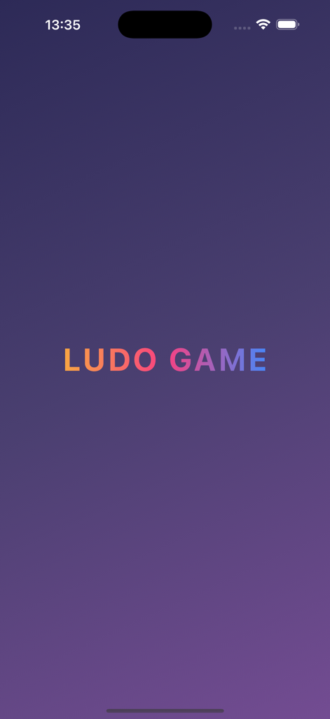 Ludo Offline Board Game - Pantalla de bienvenida de la aplicación Ludo Juego de Mesa sin Conexión con texto colorido sobre un fondo morado