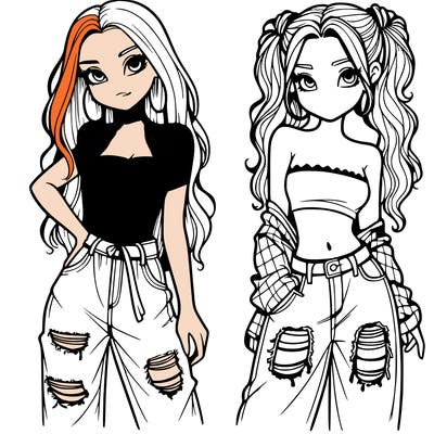 2 girls in crop tops and baggy jeans ripped