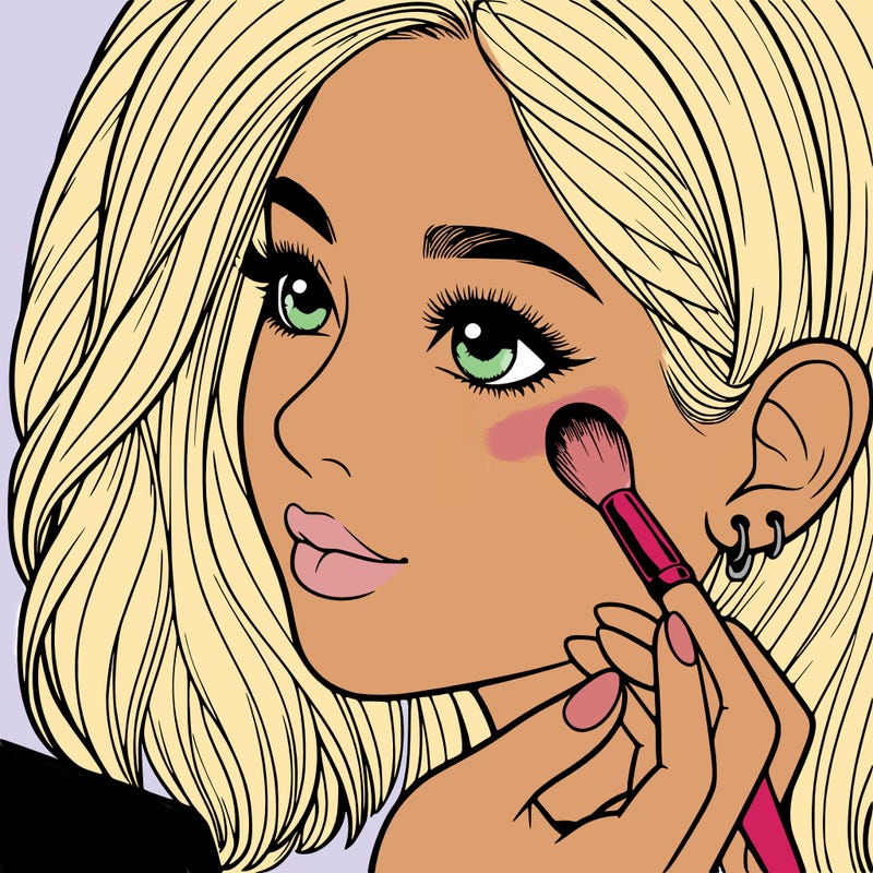 a realistic girl doing her makeup