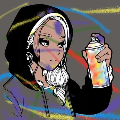 a realistic girl, spray painting