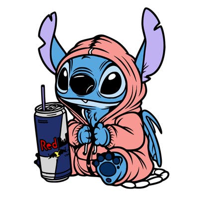 stitch a hoodie and redbull