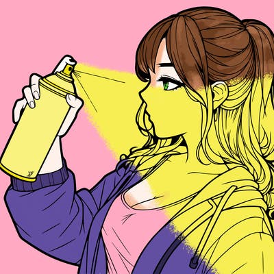 a realistic girl spray, painting