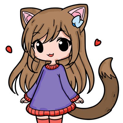 girl with cat ears and tail