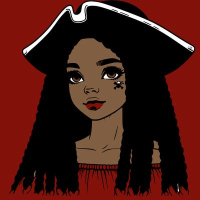 realistic girl with box braids and i realistic pirate hat