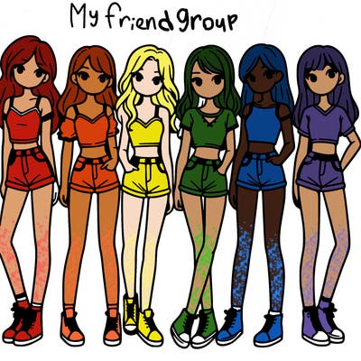 a group of girls wearing crop tops and shorts