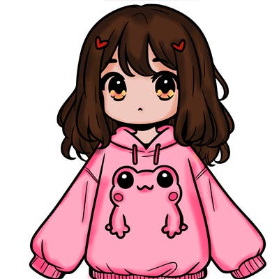 girl wearing frogging sweatshirt