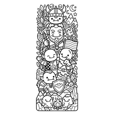 Discover the delightful blend of fantasy and cuteness with our Kawaii Orc bookmark coloring page. This unique design features a crew of charming orcs, perfect for bringing a touch of whimsy to your reading adventures.