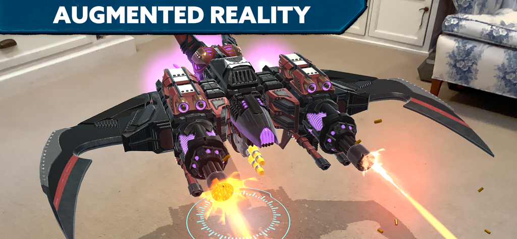 Snap Ships - A Snap Ships spacecraft firing lasers in an Augmented Reality environment