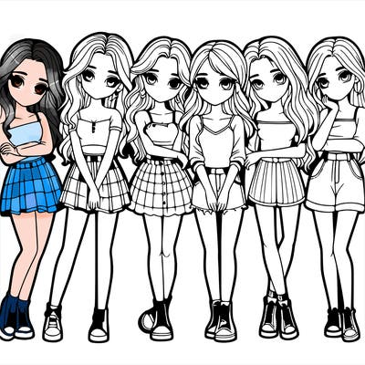 a group of girls realistic