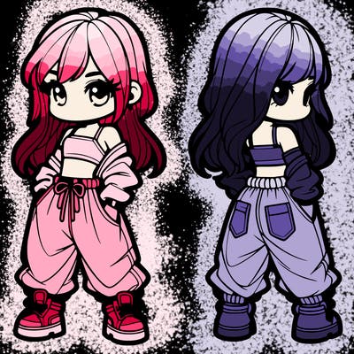 girl in crop top and baggy pants