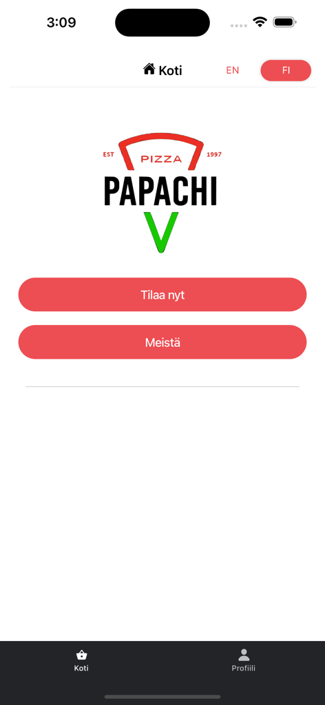Papachi Pizzeria - Papachi Pizzeria home screen with order now button