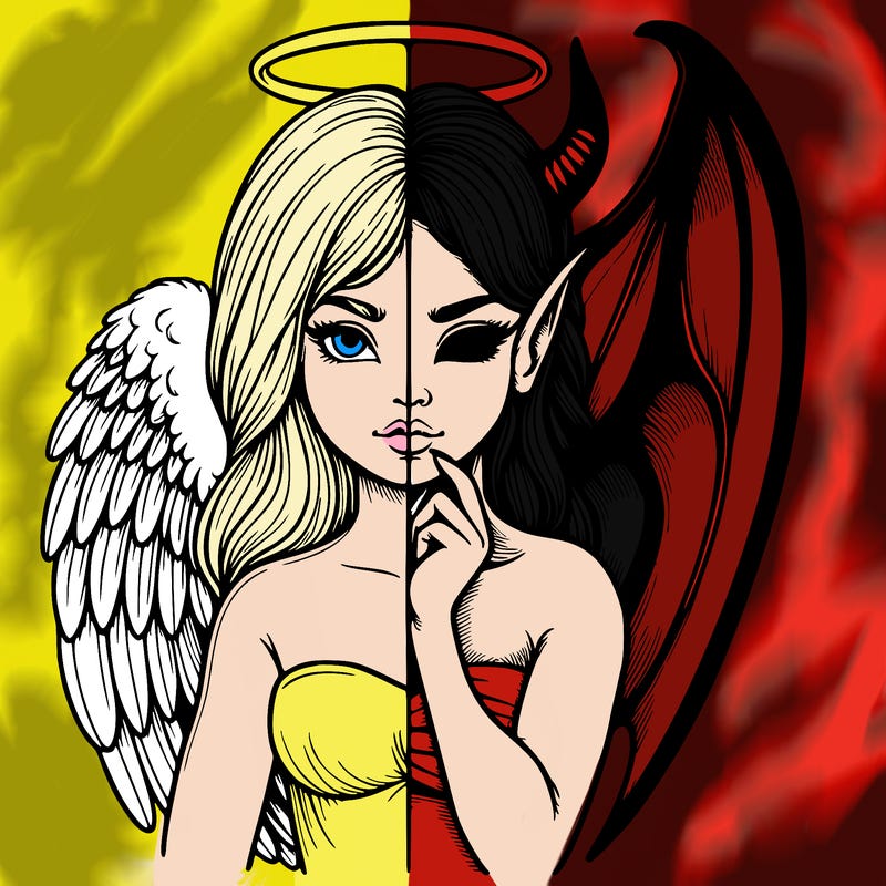 realistic angel half demon