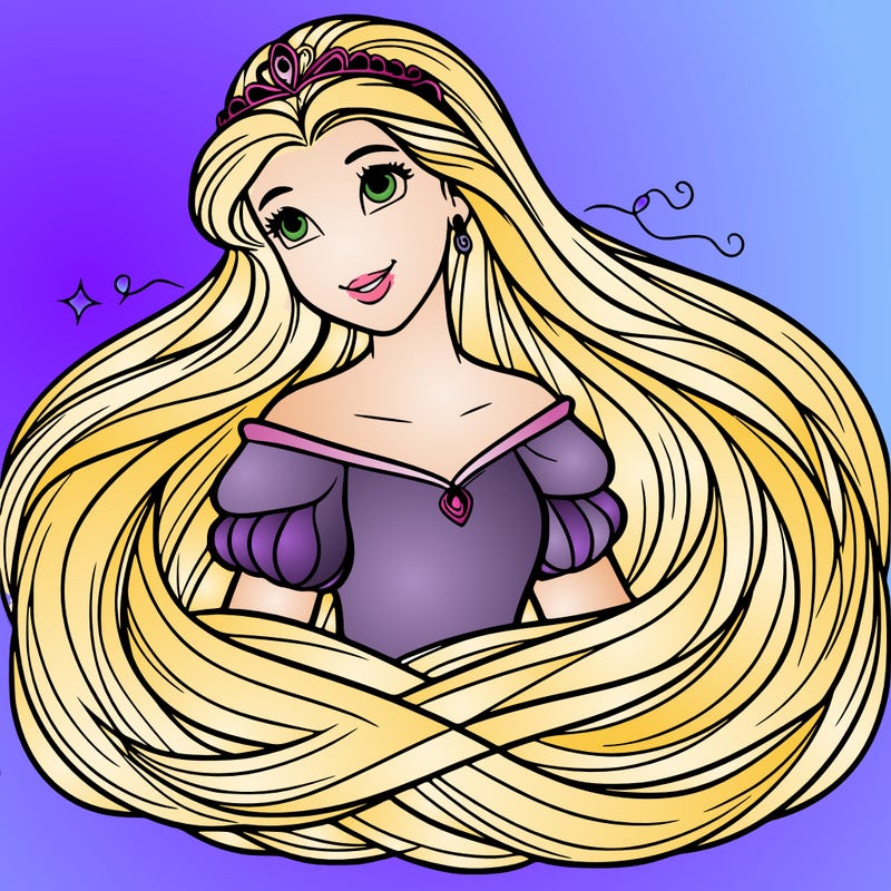 a princess with infinite long hair realistic