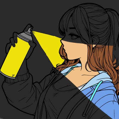 a realistic girl spray, painting