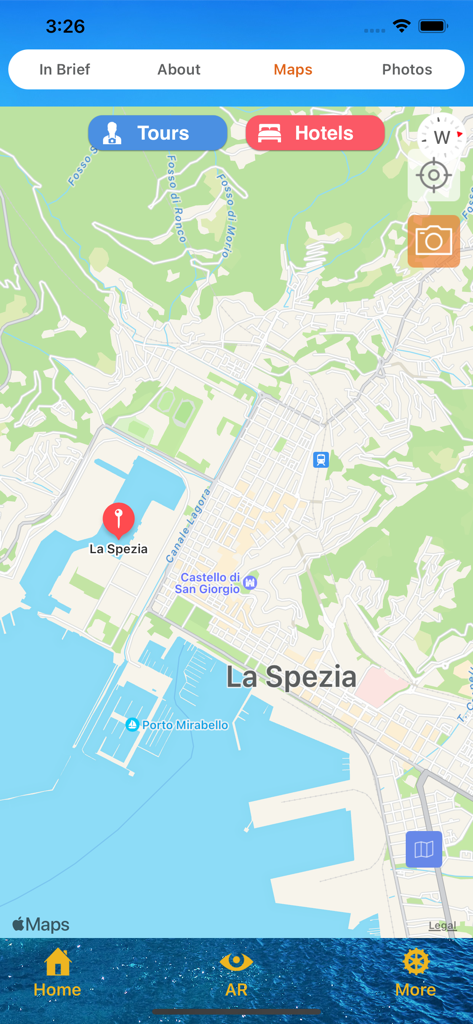 Cinque Terre Travel Guide - Detailed offline map of La Spezia within the Cinque Terre Travel Guide app showing landmarks and points of interest