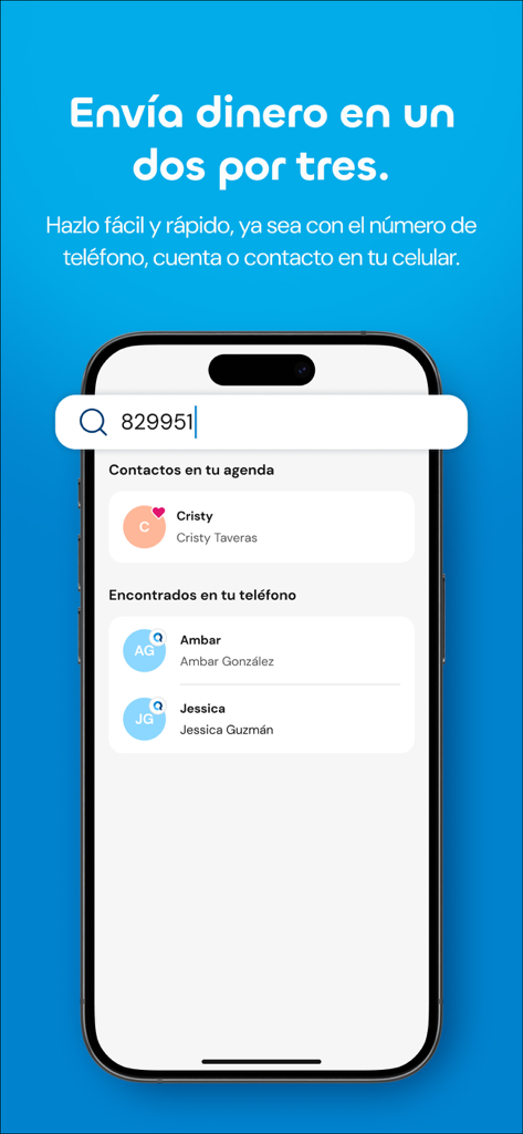 Qik Banco Digital - Eine mobile Benutzeroberfläche von Qik Banco Digital zum schnellen Senden von Geld an Telefonkontakte