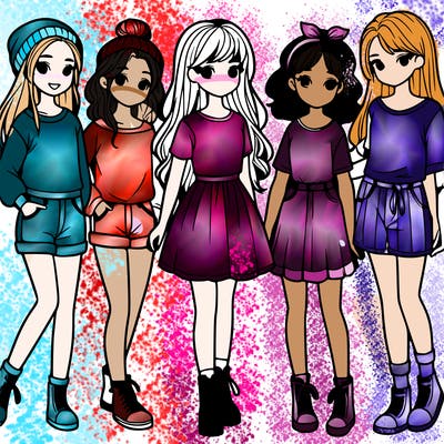 a group of five girls