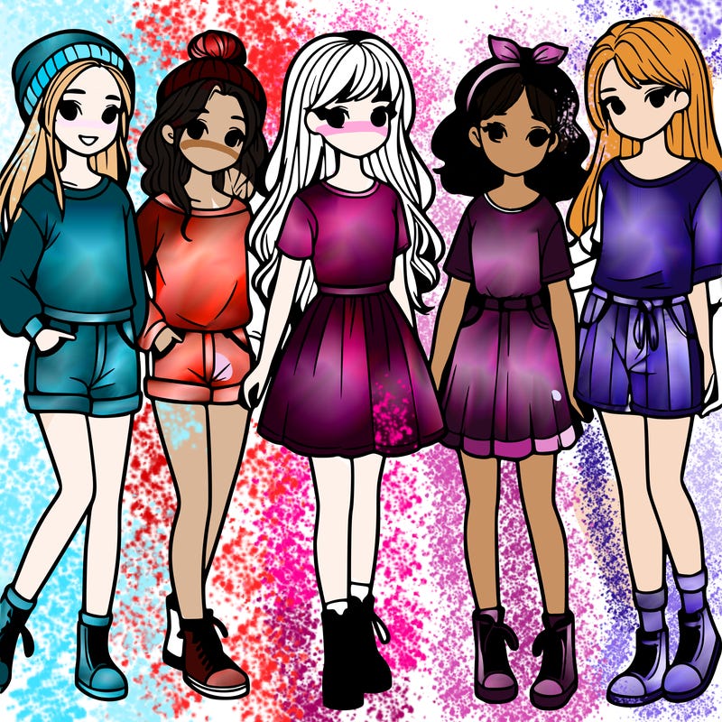 a group of five girls