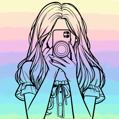 a realistic girl holding her phone taking pictures