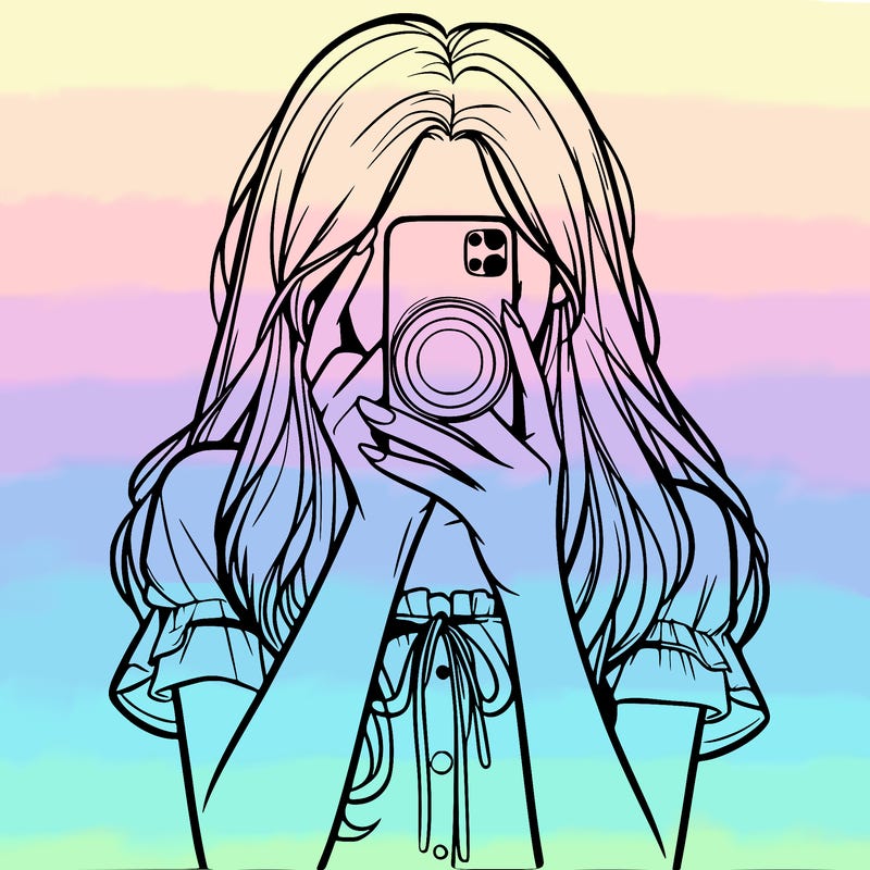 a realistic girl holding her phone taking pictures
