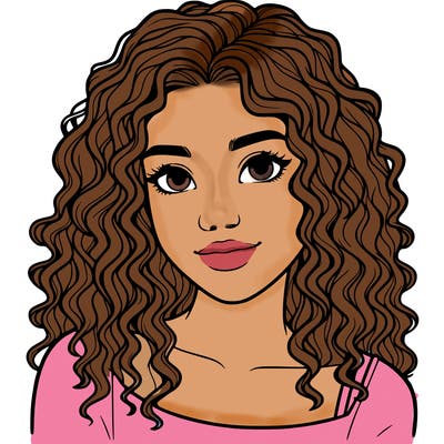 realistic, teenage girl with curly hair
