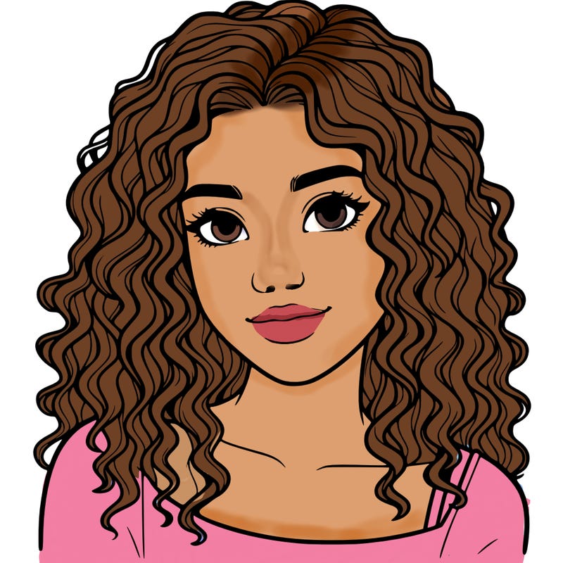 realistic, teenage girl with curly hair