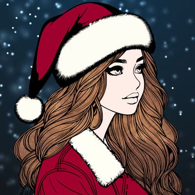 realistic girl in santa hat