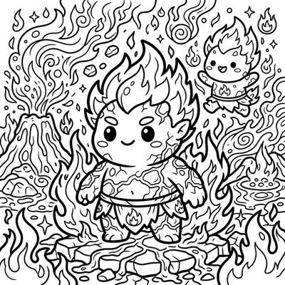 Dive into a world of fiery fun with our Kawaii Fire Trolls coloring page, where adorable elemental creatures meet blazing landscapes. This charming design offers endless creative possibilities for a truly engaging coloring adventure.