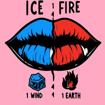 realistic lip split in fourth . 1 fourth ice 1 fire 1wind 1 earth