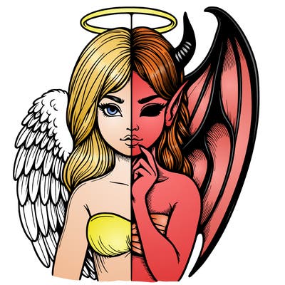 realistic angel half demon