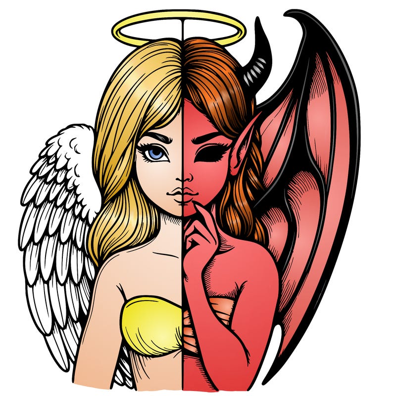 realistic angel half demon