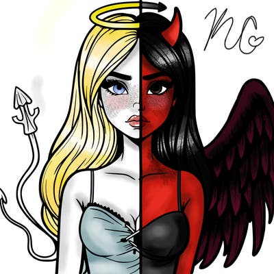 devil vs angel realistic girl