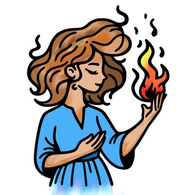 woman with fire