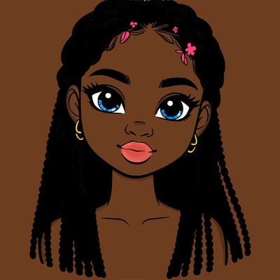 a realistic black girl with braids